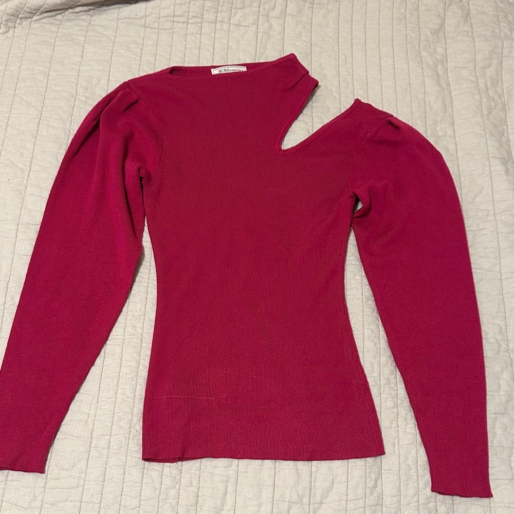 BCBG Pink Asymmetrical Sweater